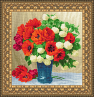 Вышивка ЛЦ-066 Маки и гортензия Вышивка ЛЦ-066 Маки и гортензия